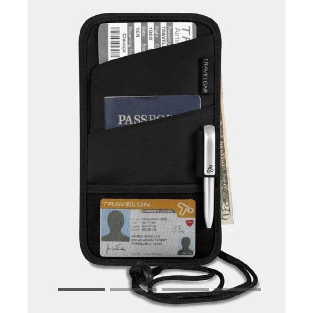 Travelon ID Travel Boarding Pass Passport Case Holder Card Documents Pocket